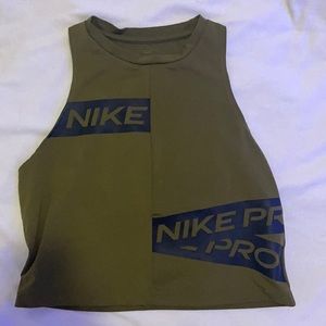 nike pro combat green crop top women's